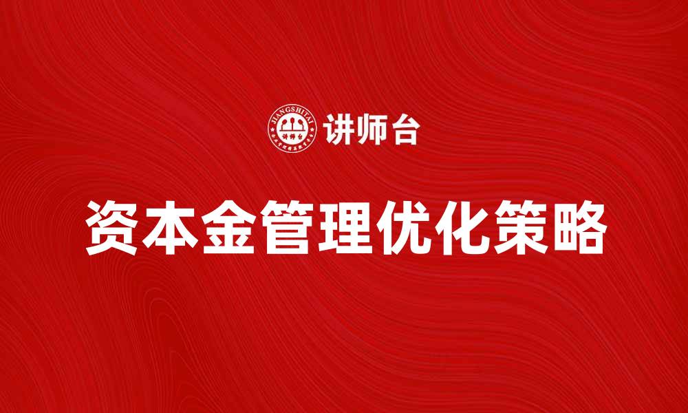 文章资本金管理的重要性与优化策略解析的缩略图