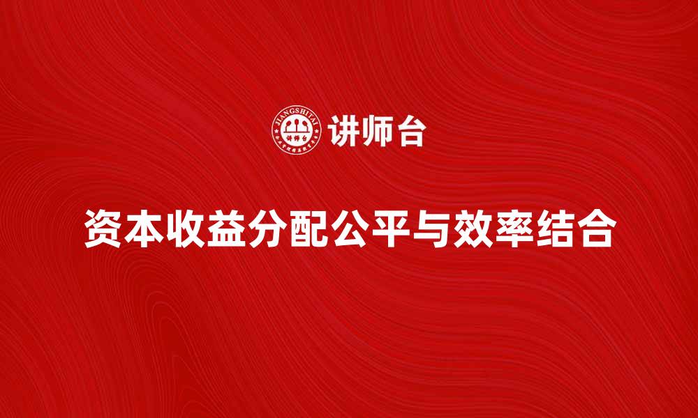 文章资本收益分配：如何实现公平与效率的最佳结合的缩略图