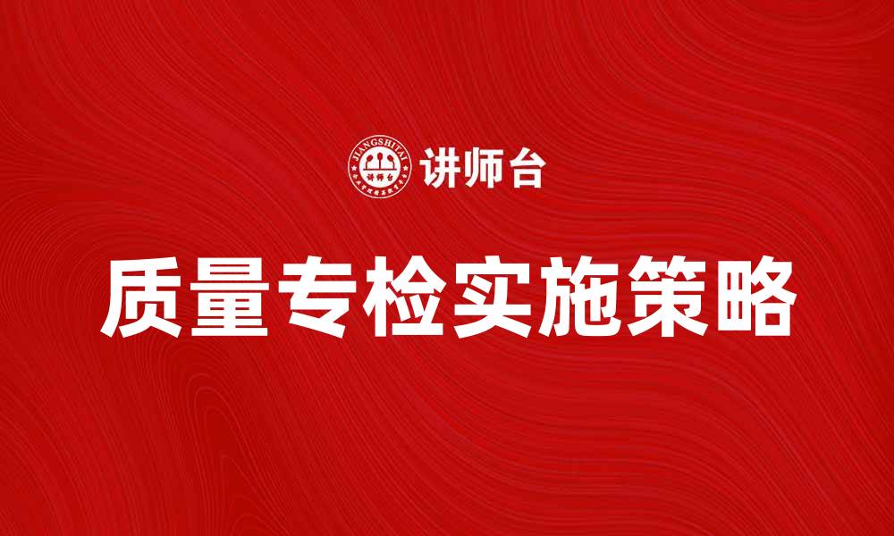 质量专检实施策略