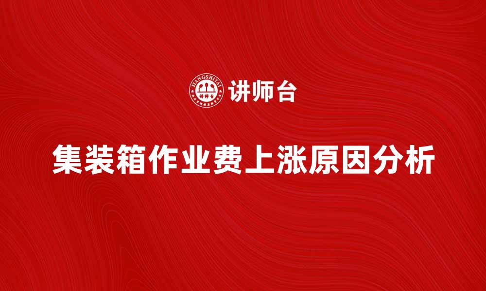 文章集装箱作业费上涨原因及应对策略分析的缩略图