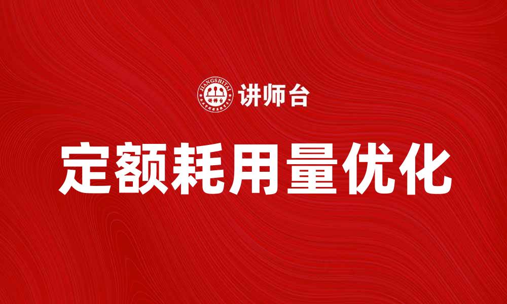 定额耗用量优化