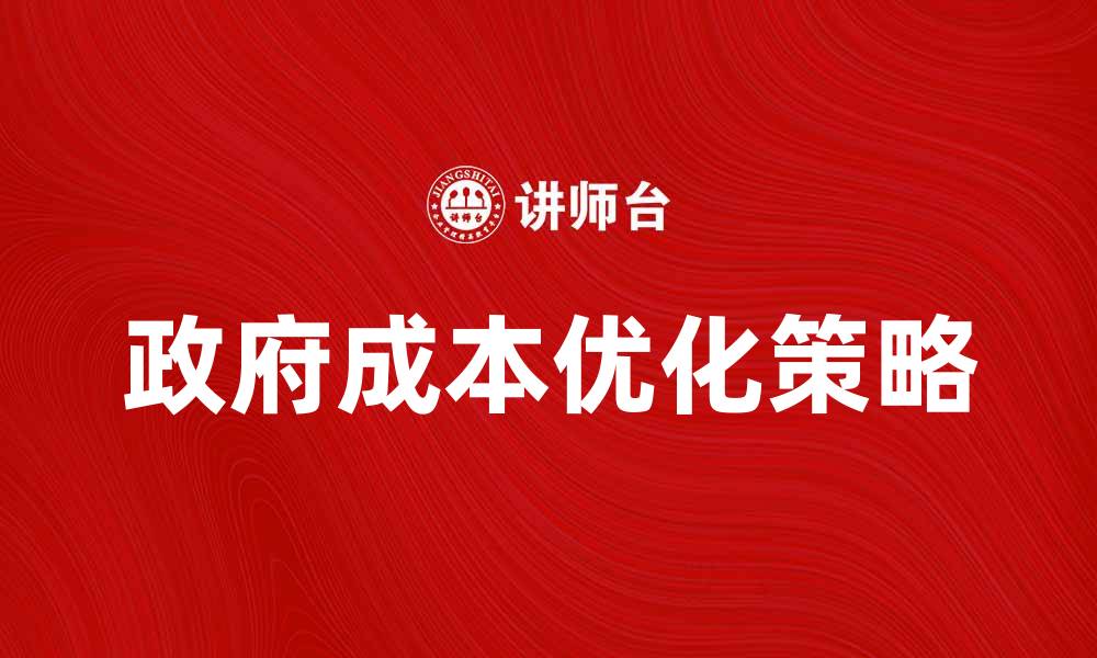 文章政府成本的优化策略与实际案例分析的缩略图