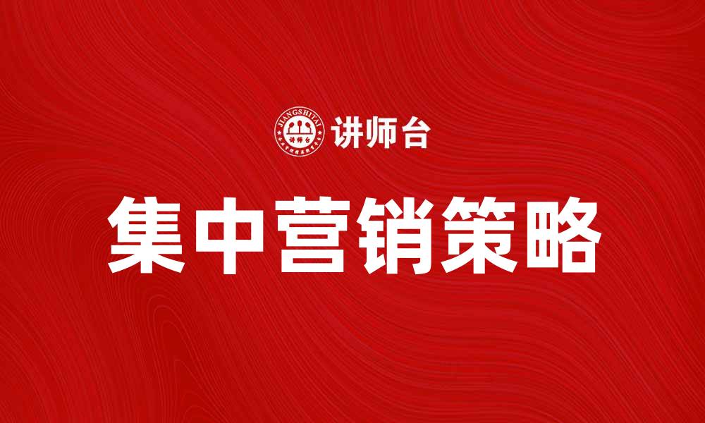 文章提升企业效益的集中营销策略解析的缩略图