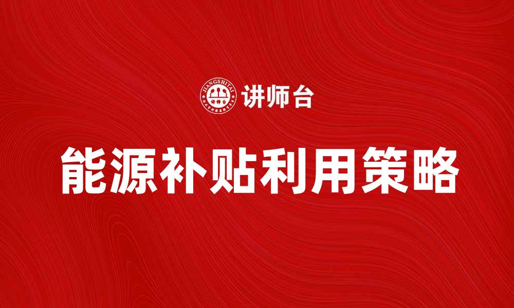 文章如何有效利用能源补贴提升家庭经济效益的缩略图