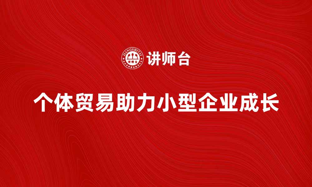文章个体贸易如何助力小型企业快速成长的缩略图