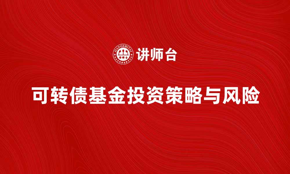 文章可转债基金的投资策略与风险解析的缩略图