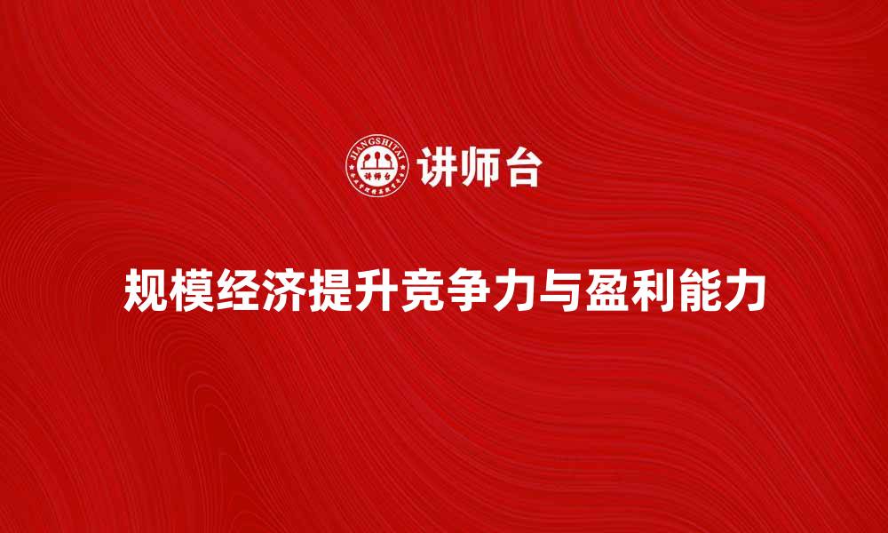 文章如何通过规模经济提升企业竞争力与盈利能力的缩略图