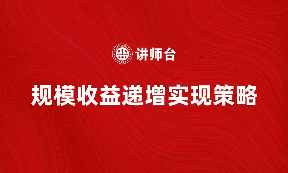 规模收益递增实现策略