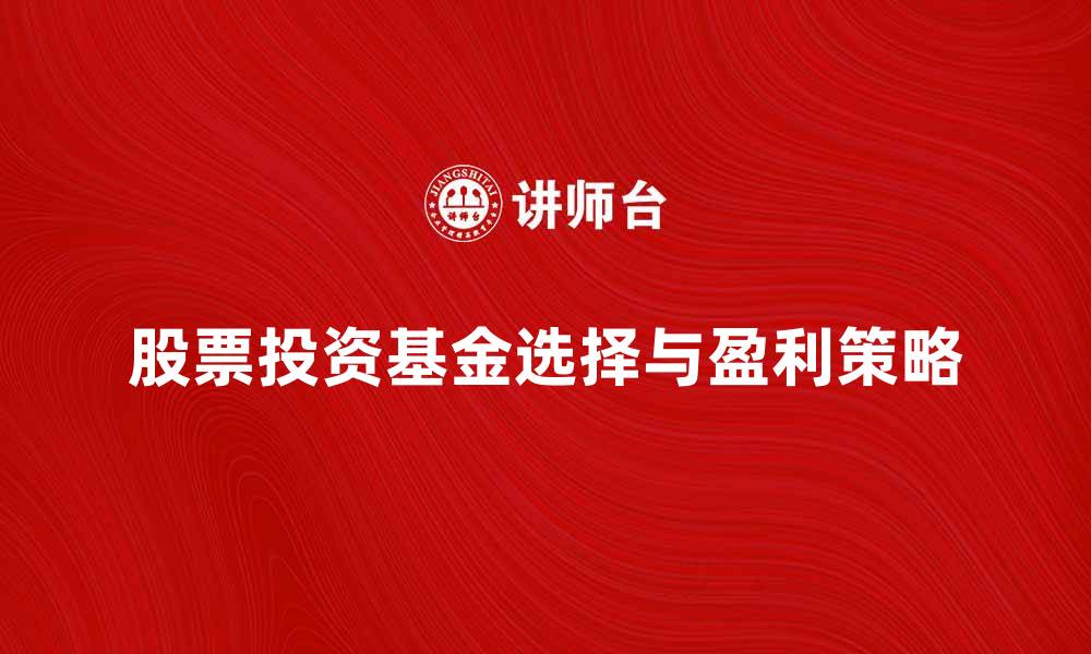 股票投资基金选择与盈利策略