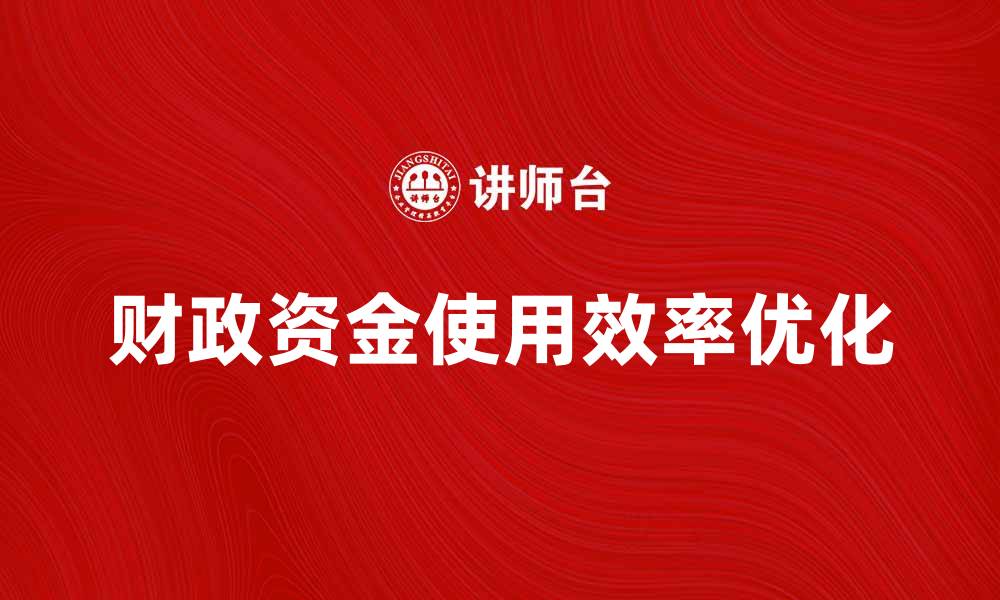 文章优化财政资金使用效率，推动经济可持续发展的缩略图