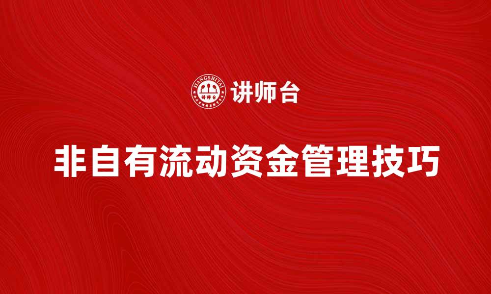 文章掌握非自有流动资金的管理与运用技巧的缩略图