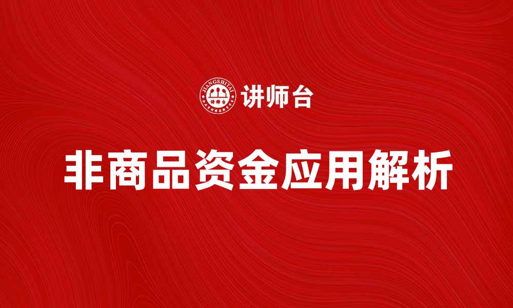 非商品资金应用解析