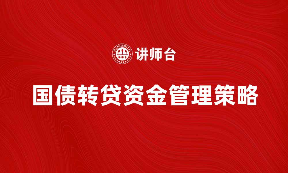 国债转贷资金管理策略