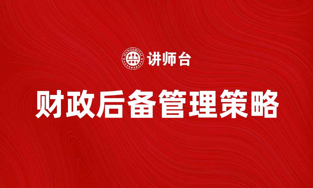 文章财政后备的重要性与有效管理策略分析的缩略图