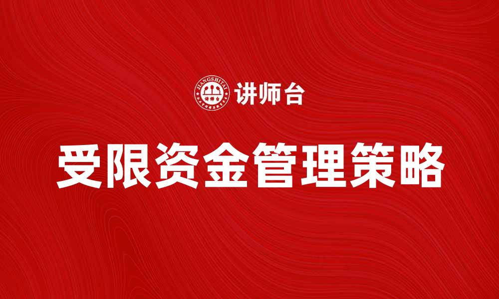 文章受限资金管理策略：如何有效提升资金使用效率的缩略图