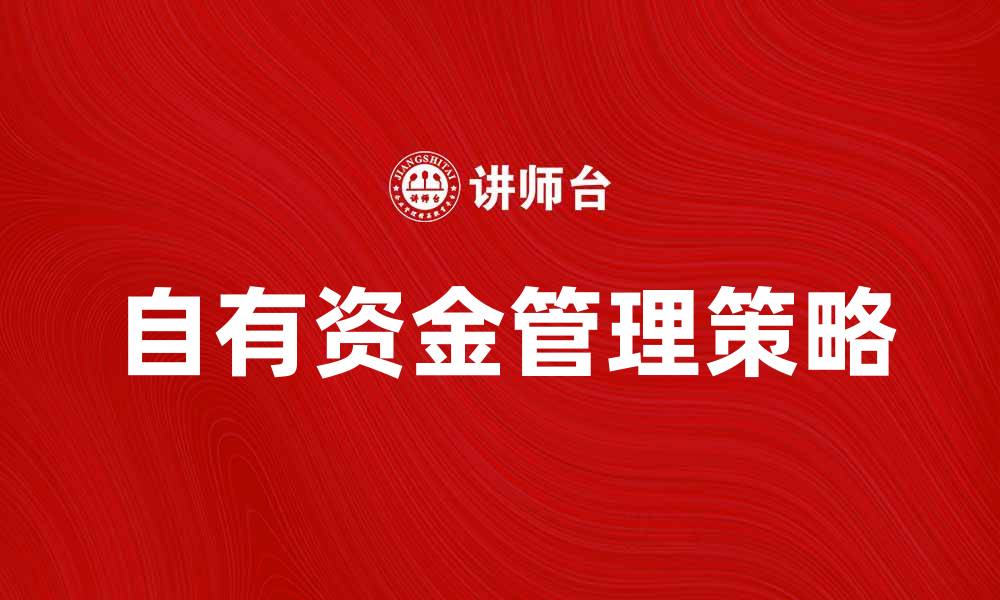 文章自有资金管理策略助力企业稳健发展的缩略图