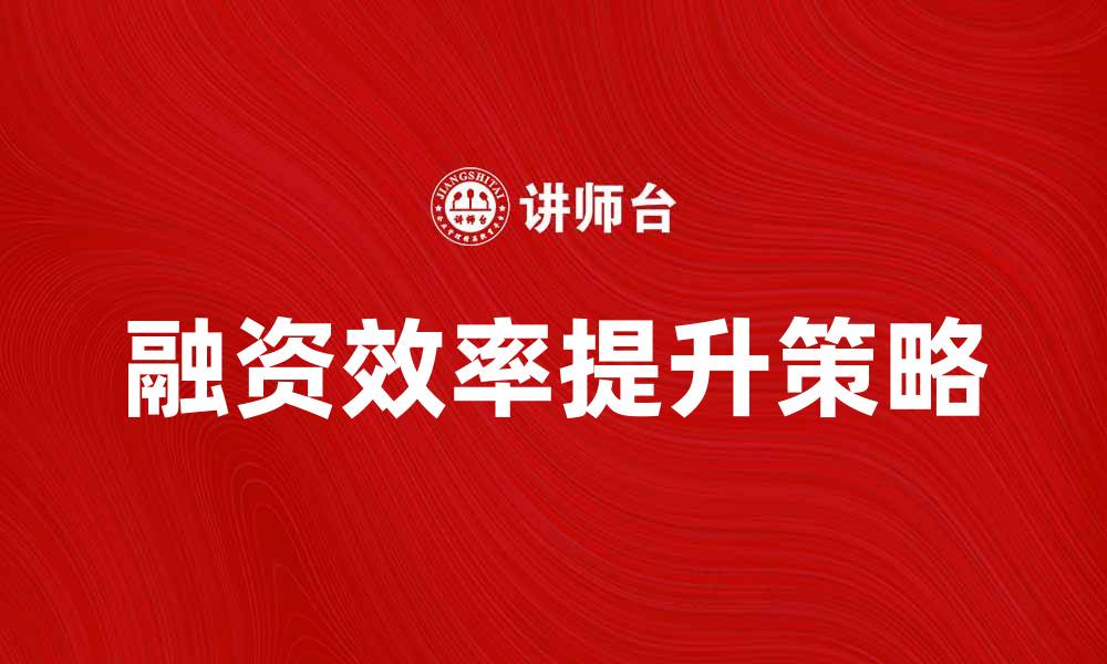 文章资金来源总额分析：如何提升企业融资效率的缩略图