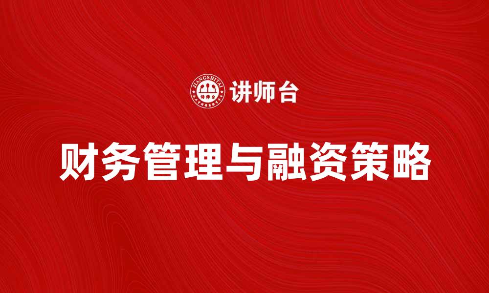 文章资金需求者如何有效管理财务与融资策略的缩略图