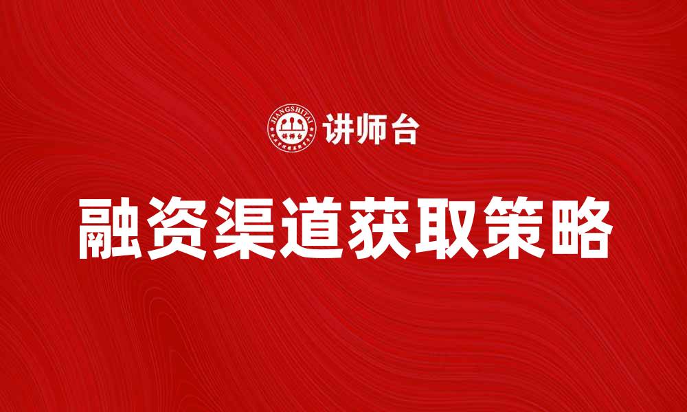 文章资金需求者如何有效获取融资渠道与支持的缩略图