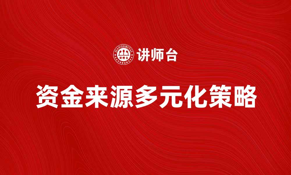 资金来源多元化策略