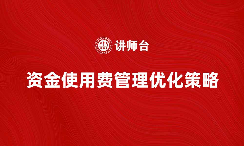 文章资金使用费的合理管理与优化策略解析的缩略图