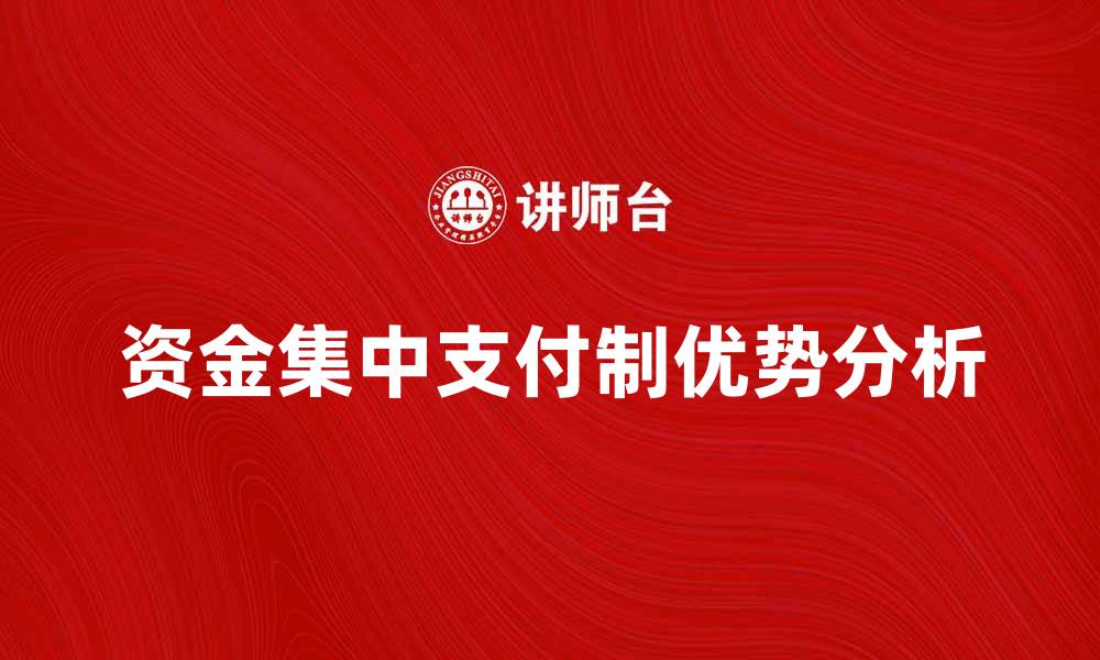 文章资金集中支付制的优势与实施策略分析的缩略图