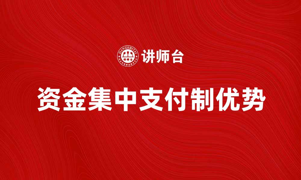 资金集中支付制优势