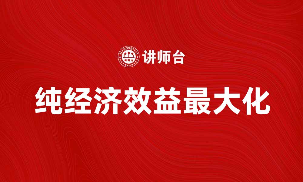 文章提升企业竞争力的关键：如何实现纯经济效益最大化的缩略图
