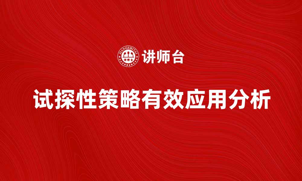 试探性策略有效应用分析