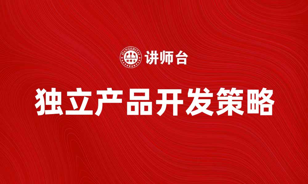 文章独立开发新产品的成功策略与实践分享的缩略图