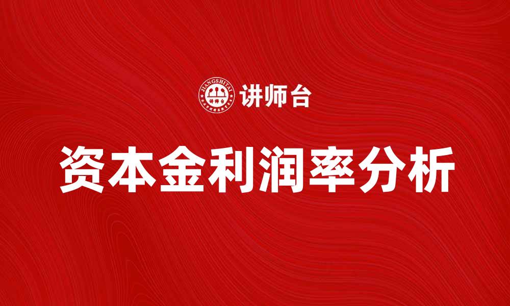 文章提升企业竞争力的关键：资本金利润率解析与应用的缩略图