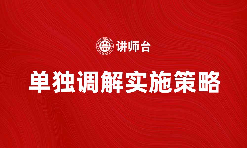 文章单独调解的重要性与实施策略解析的缩略图