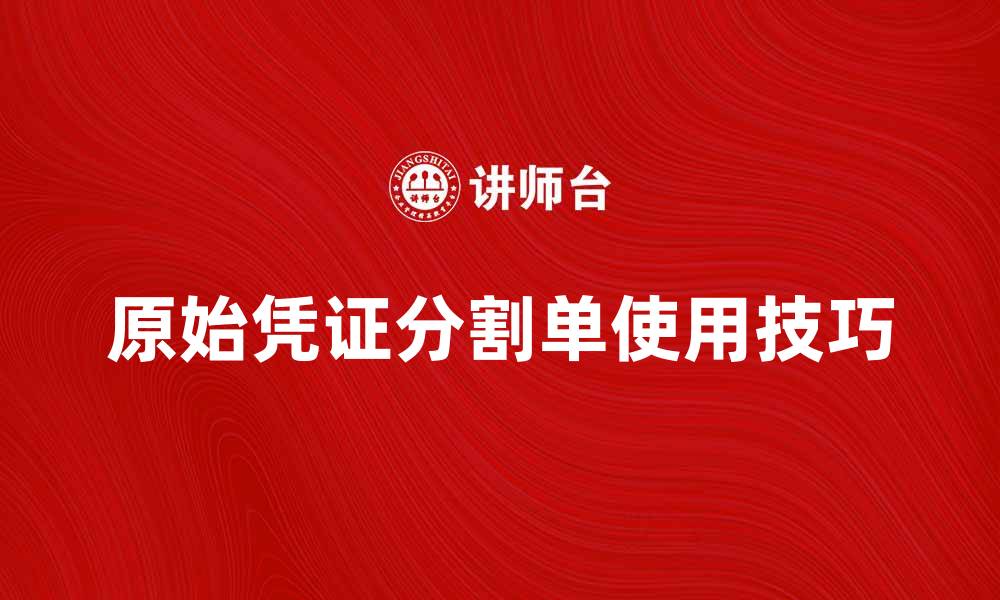 文章原始凭证分割单的重要性与使用技巧解析的缩略图