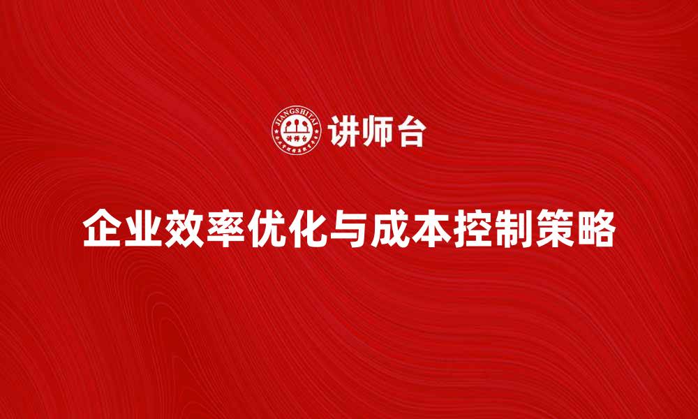 文章优化企业效率，降低长期总成本的有效策略的缩略图