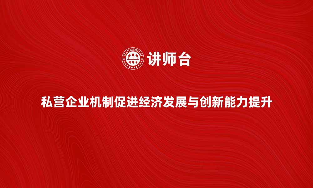 文章私营企业机制如何促进经济发展与创新能力提升的缩略图