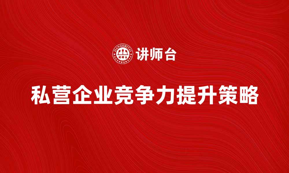文章私营企业如何提升竞争力与市场份额的缩略图