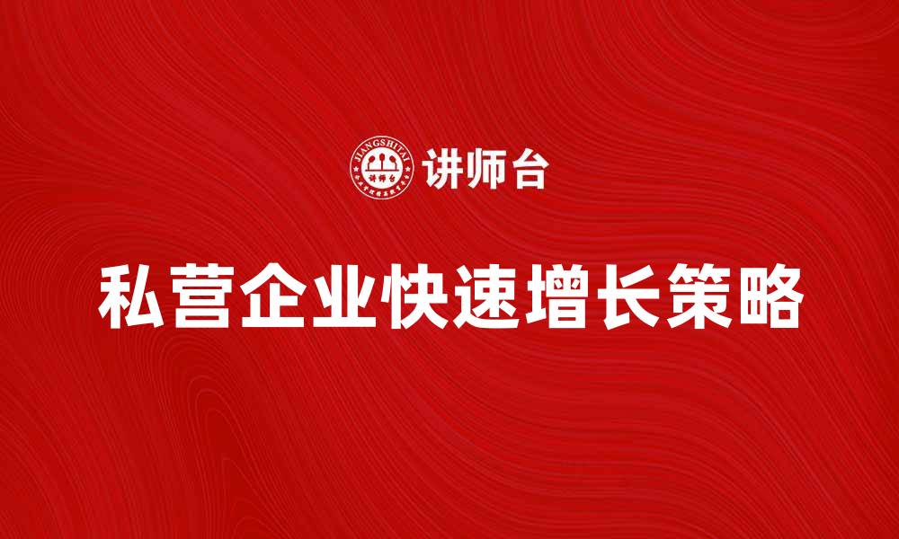 文章私营企业如何在竞争中实现快速增长的缩略图