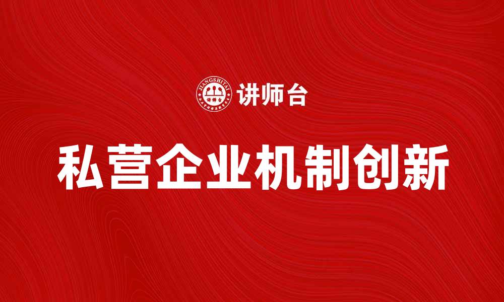 文章私营企业机制的创新与发展策略探讨的缩略图