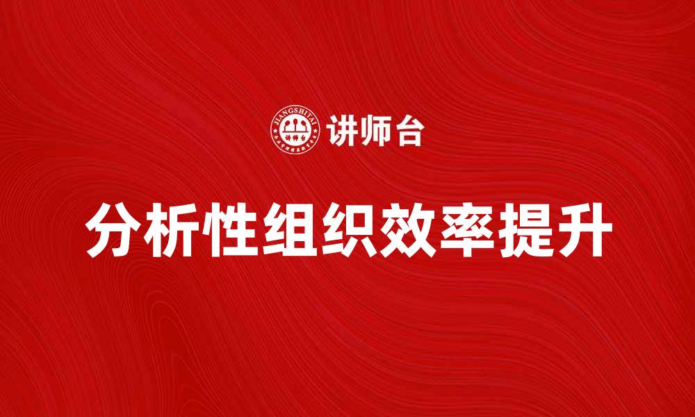 文章如何提升分析性组织的效率与决策能力的缩略图