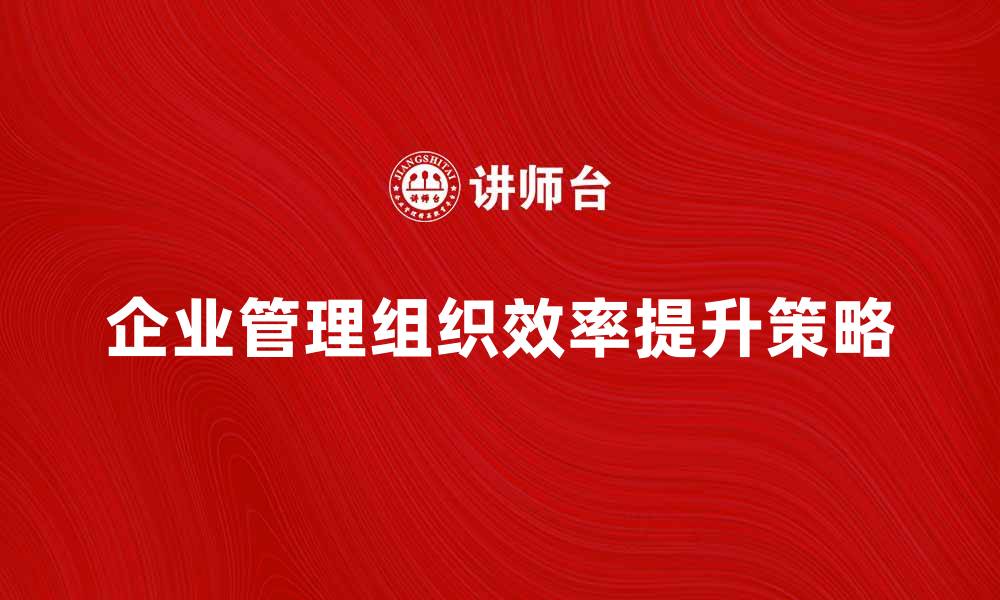 企业管理组织效率提升策略