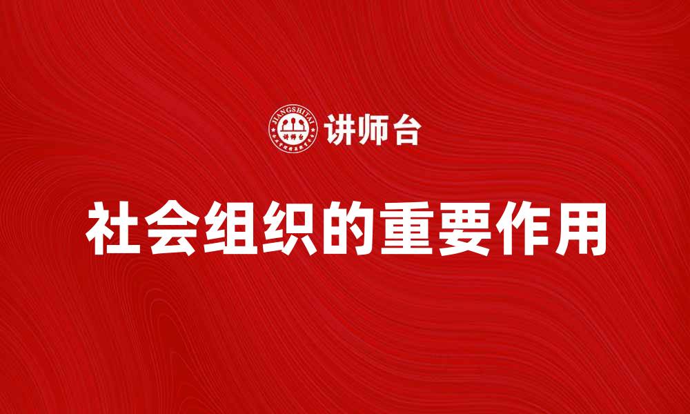 社会组织的重要作用