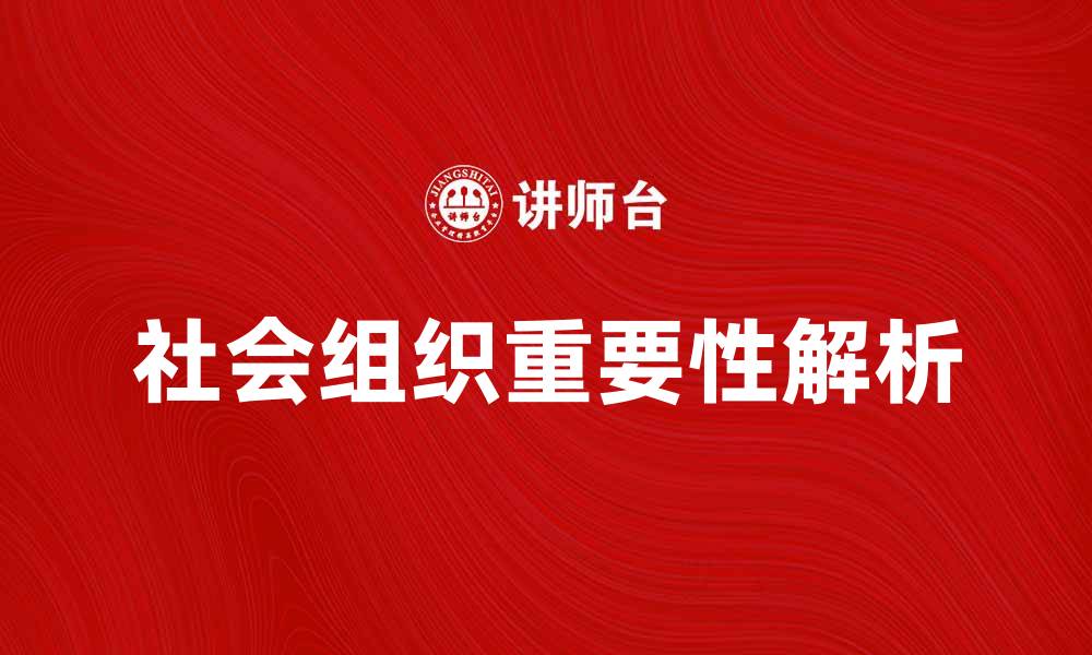 文章社会组织在现代社会发展的重要性解析的缩略图