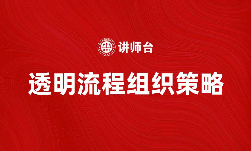 文章提升企业效率的透明流程组织策略分析的缩略图