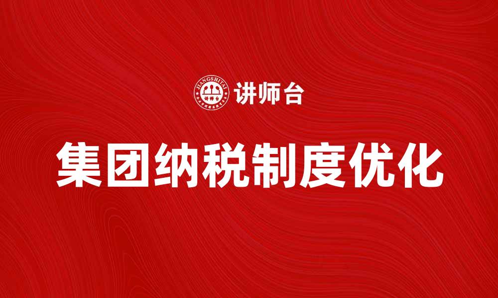 集团纳税制度优化
