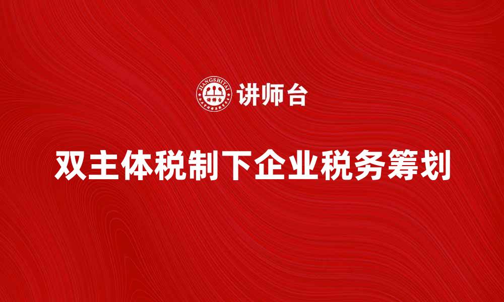 文章双主体税制模式下企业税务筹划的最佳实践的缩略图
