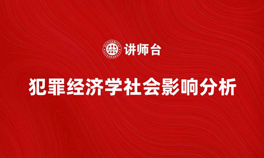 犯罪经济学社会影响分析