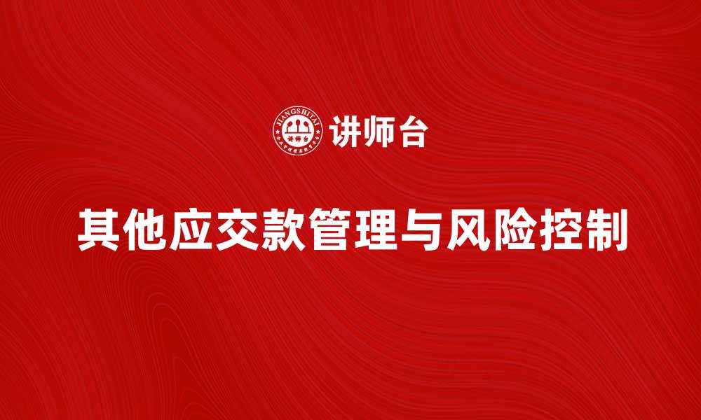 其他应交款管理与风险控制