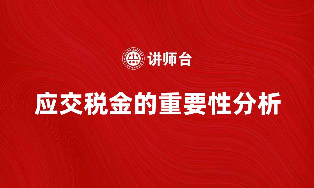 应交税金的重要性分析