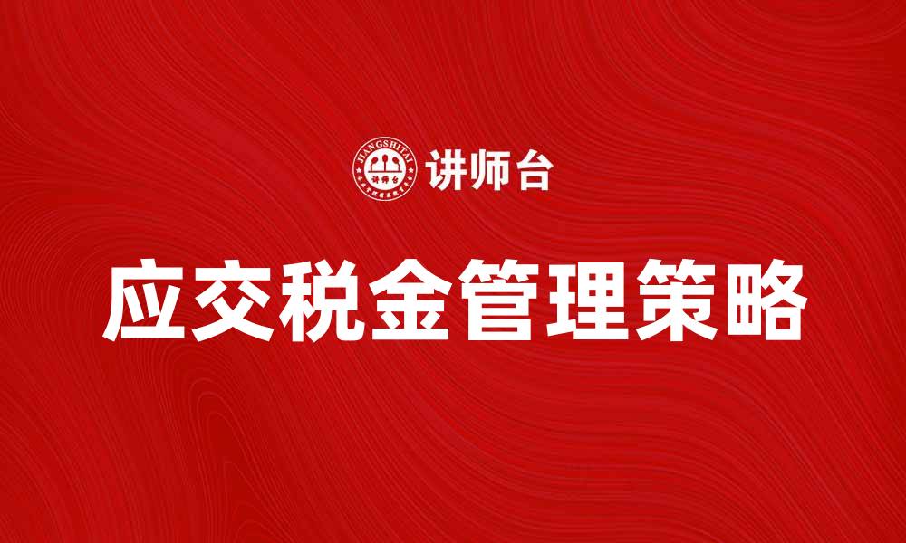 文章深入解析应交税金对企业财务的影响与管理策略的缩略图