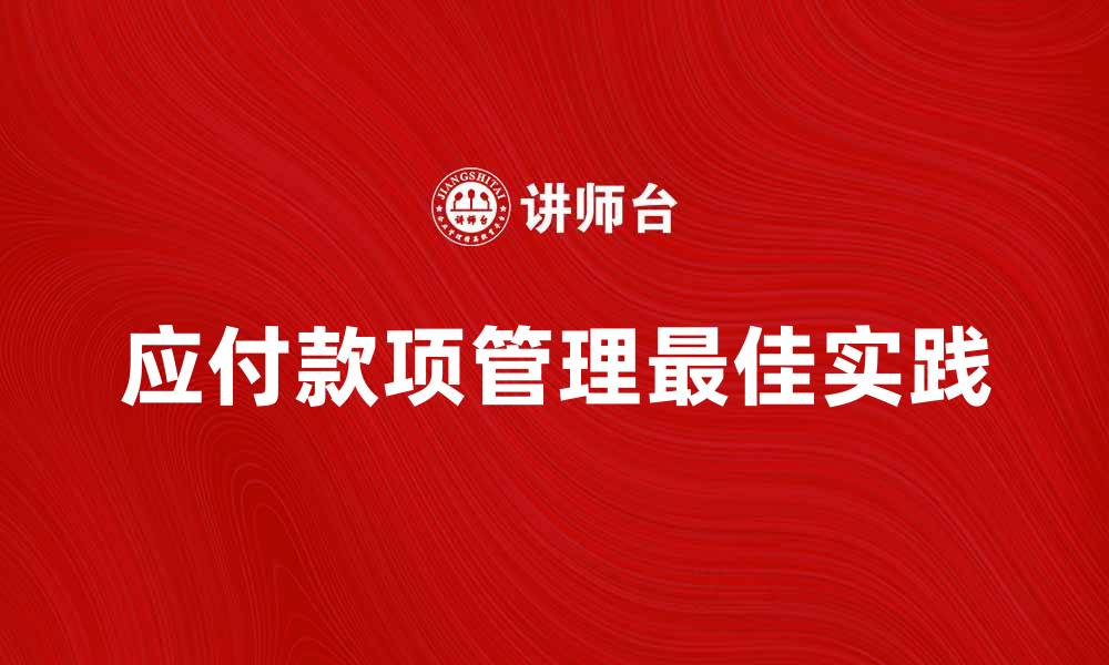 应付款项管理最佳实践
